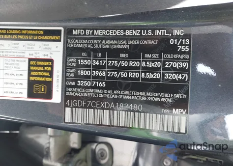 2013 Mercedes-Benz Gl 450 4Matic из США, поврежденный, VIN 4JGDF7CEXDA182480